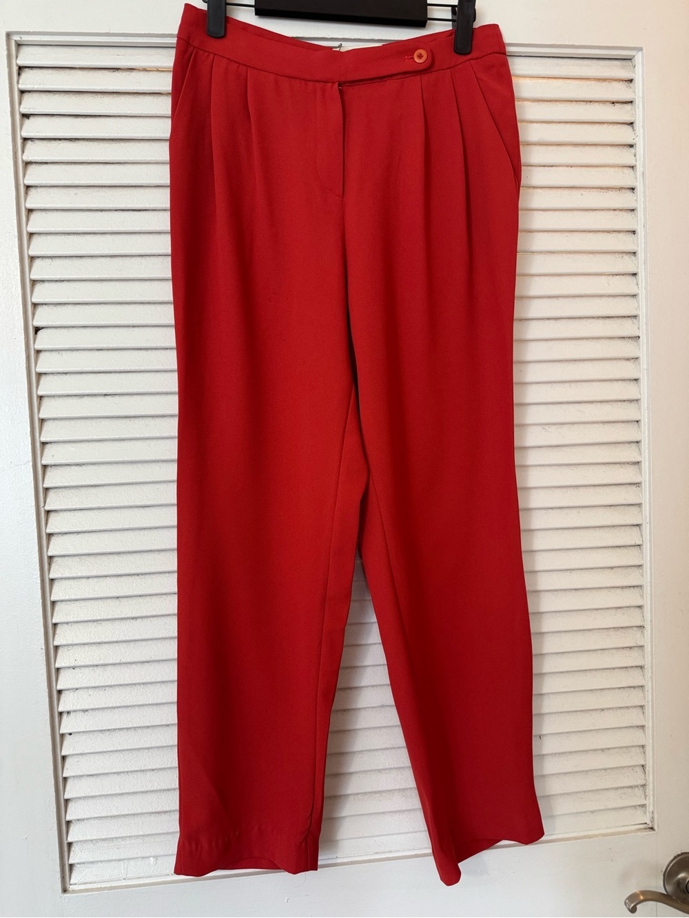 High-Waist Red/Orange Pleated Women’s Trousers
